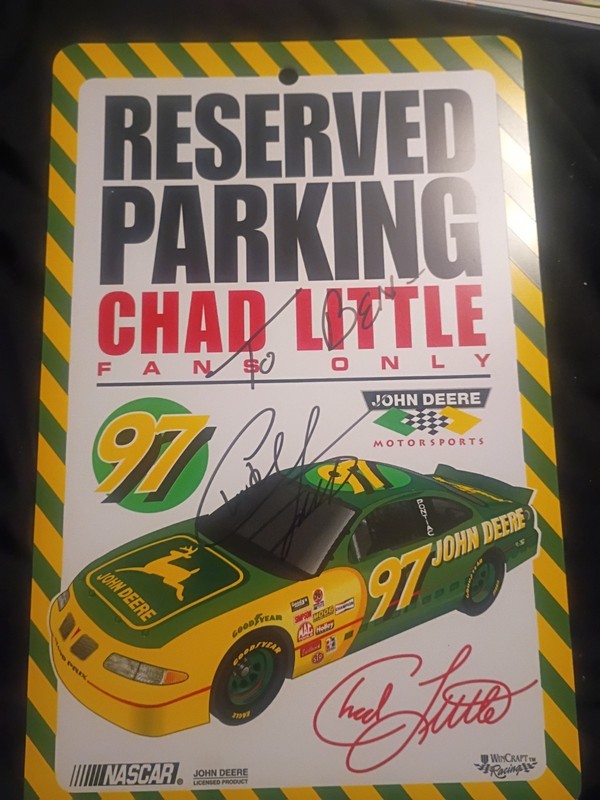 This is an authentic, Autographed Avintage WinCraft "Reserved Parking" Chad Litt