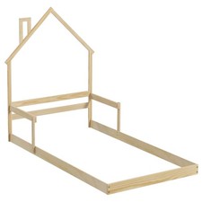 Twin Size Floor Bed for Kids w/ Chimney Headboard  Handrail