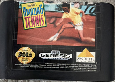 Absolute David Crane's Amazing Tennis Sports Sega Genesis 1993 Tennis Cartridge