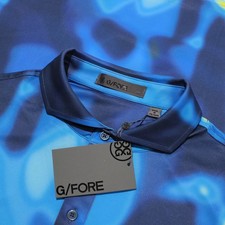 G/Fore NWT Short Sleeve Golf Polo Shirt Size M in Blue / Multi Polyester Blend