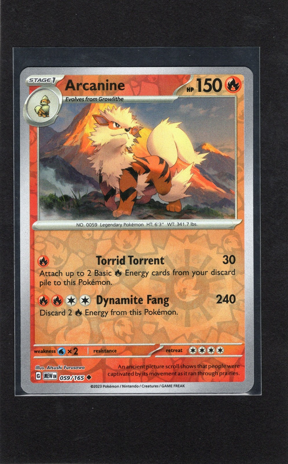 Pokemon Scarlet Violet 151 Reverse Holo 059/165 Arcanine NM