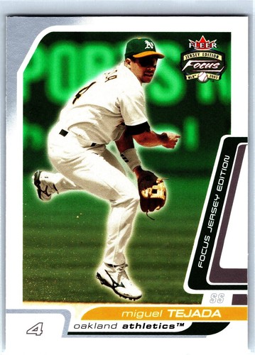 2003 Fleer Focus Jersey Edition Miguel Tejada #25 card