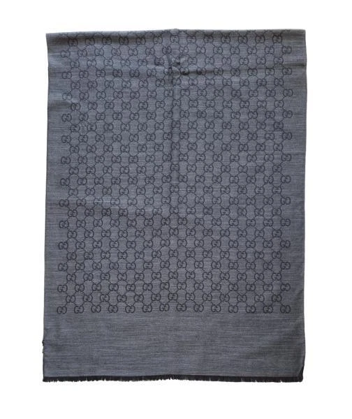 Foulard GUCCI en laine et soie 165903 3G646 0001 70x200 cm gris foncé