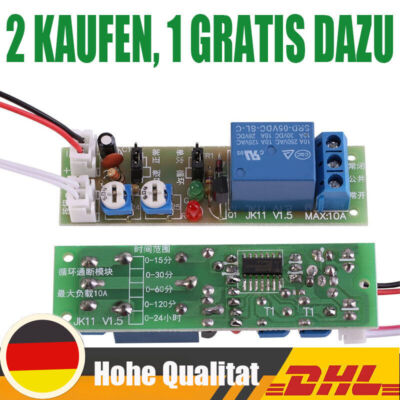 Verzögerungsrelais DC 12V Zyklus Zeitrelais, Zeitschaltuhr ON Off Modul 0-15 min