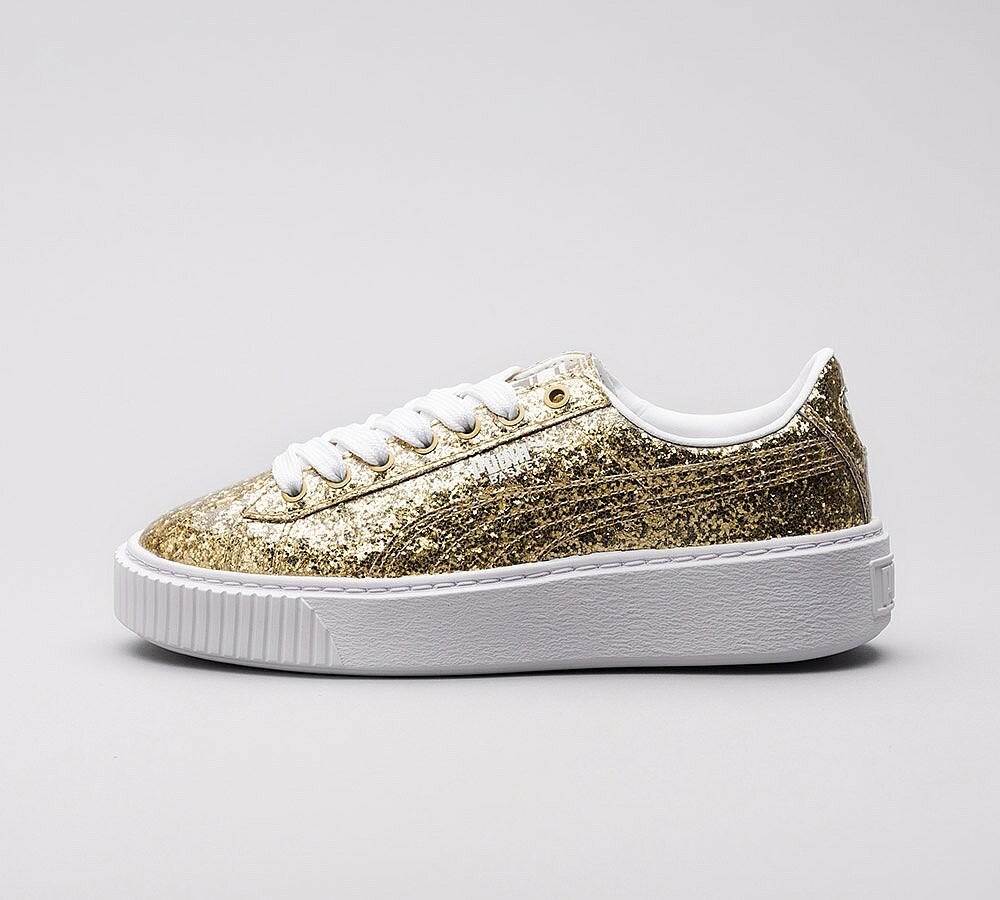 puma patent platform trainers ladies
