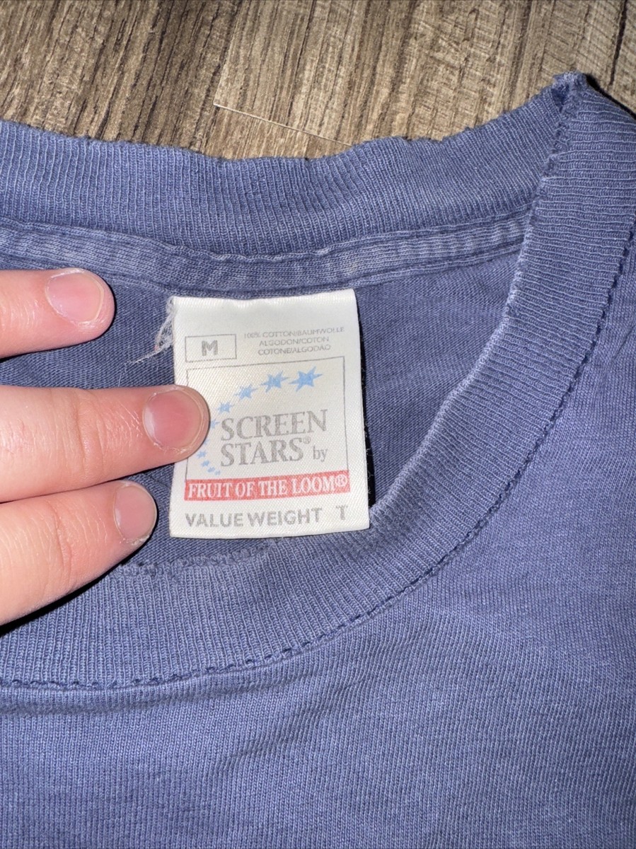 Vintage Fruit Of The Loom Screen Stars T-Shirt Medium Blue Grey 