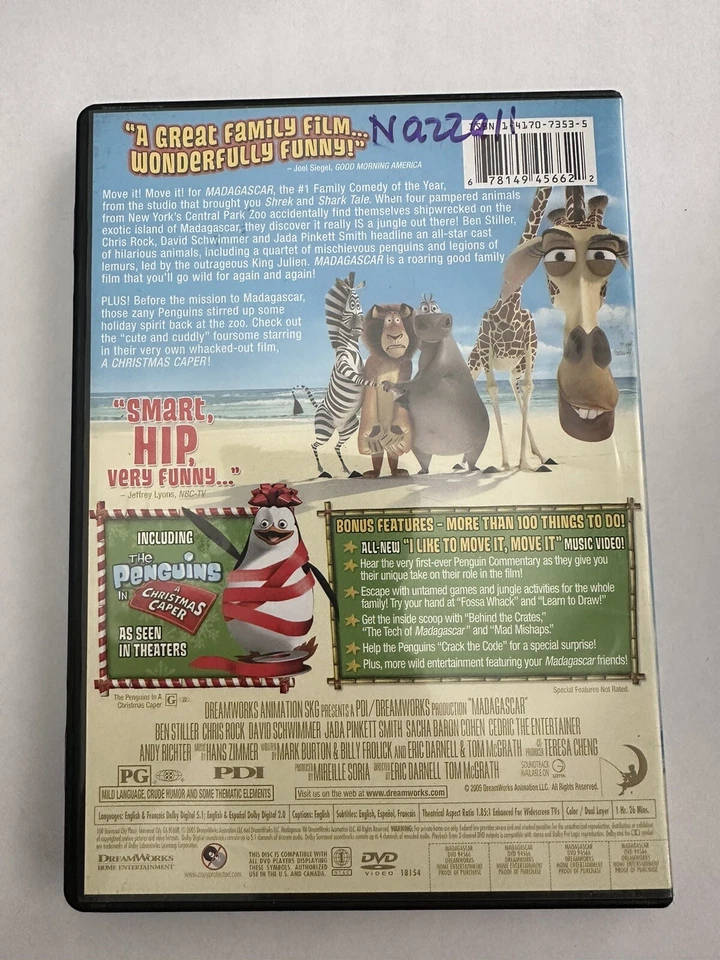Madagascar (DVD, 2005, Widescreen) - Image 2 of 2