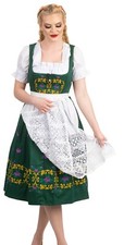 L 16 HIGH QUALITY Embroidered German Dirndl Dress Cotton Long Oktoberfest 3 Pcs