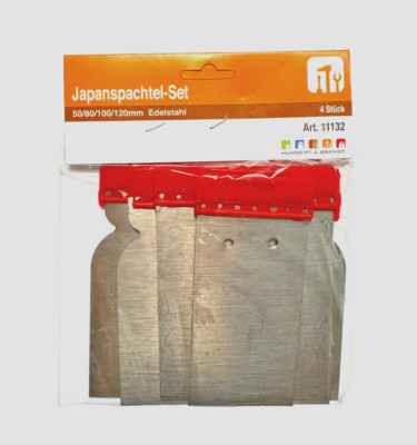 4x Japan Spachtel Set Edelstahl 50 80 100 120mm Spachtelarbeiten Japanspachtel