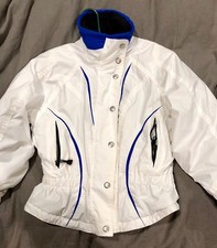 OSSI Skiwear Womens Vintage White Ski Jacket Coat Sz 8 Insulated Cinched Waist
