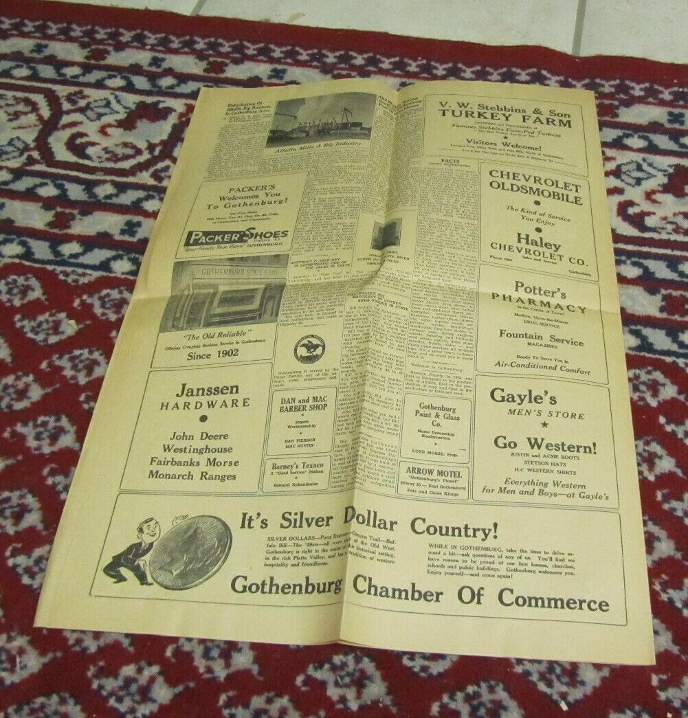 1955 Gothenburg Nebraska Pony Express Times Souvenir Newspaper Travel