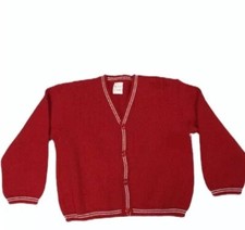 Mary James Boutique Red Cardigan Sweater Girls Size 4 White Trim Classic NWT