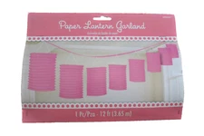 Paper Lantern Garland Bright Pink 1 Piece 12 ft Long Baby Shower Party
