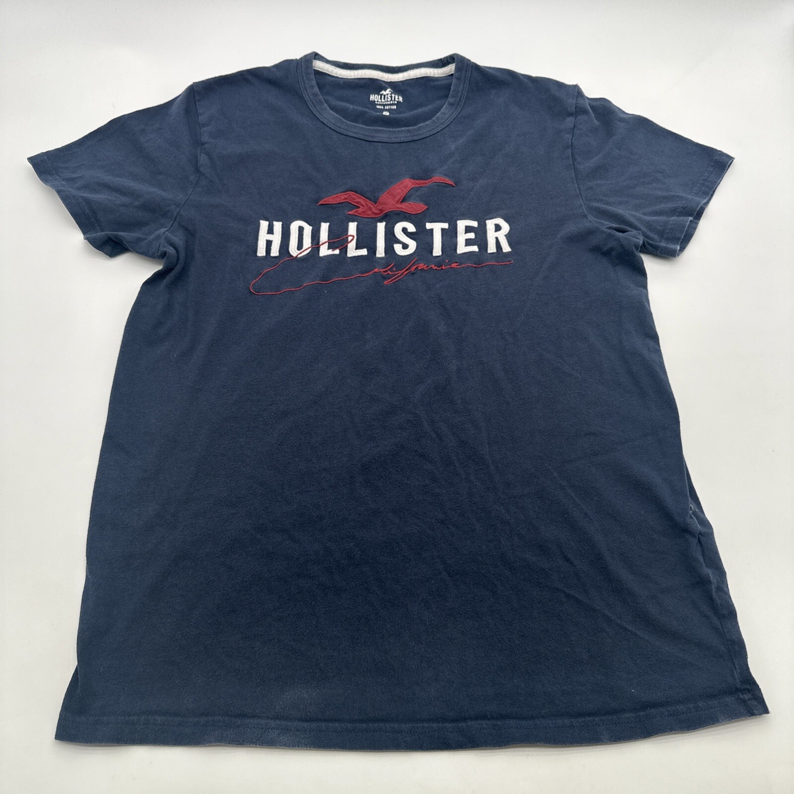 Hollister California T-Shirt Men M  Blue Graphic Print Logo Embroidered …#19904