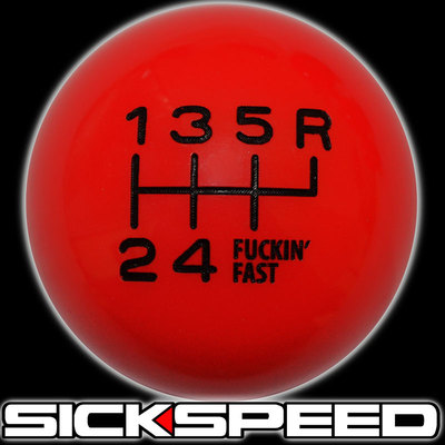 RED/BLACK FING FAST SHIFT KNOB FOR 6 SPEED SHORT THROW SHIFTER 1/2X20 K25