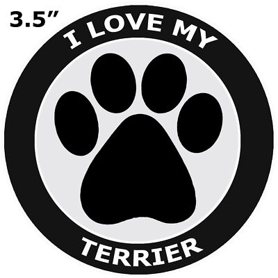I Love My Terrier - Car Truck Window Bumper Sticker Decal Canine Pet Dog Breed