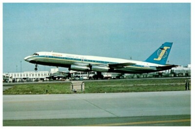 Denvers Travel Club Ports of Call Convair 990A Airplane Postcard 