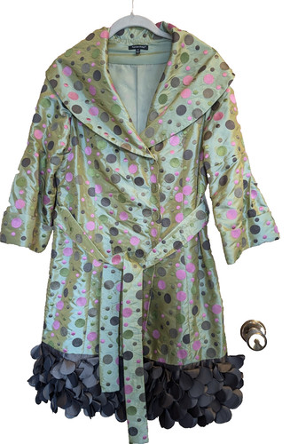 NWT Samuel Dong M Embroidered Polka Dot Jacket Coat Shawl Collar Artsy Designer