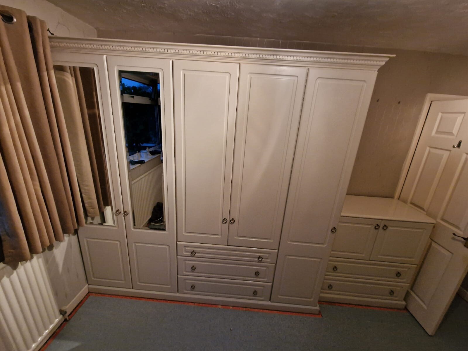 Used schreiber fitted bedroom furniture pale cream eBay