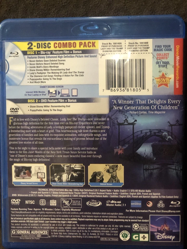 Disneys Lady And The Tramp Diamond Edition *только Blu�Ray• - Изображение 2 из 3