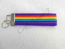 Rainbow Ribbon on Strong Webbing Key Fob Keychain Wristlet LGTBQ USA Shipper