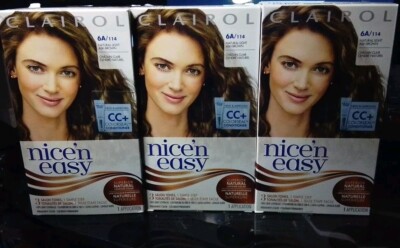 3X Clairol Nice'nEasy Permanent Hair Dye6A/114 NATURL Light Ash Brown Hair Color