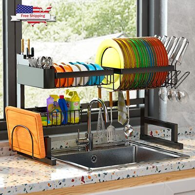 Escurridor De Platos Trastes De Acero Inoxidable Ajustable Para Sobre Fregadero