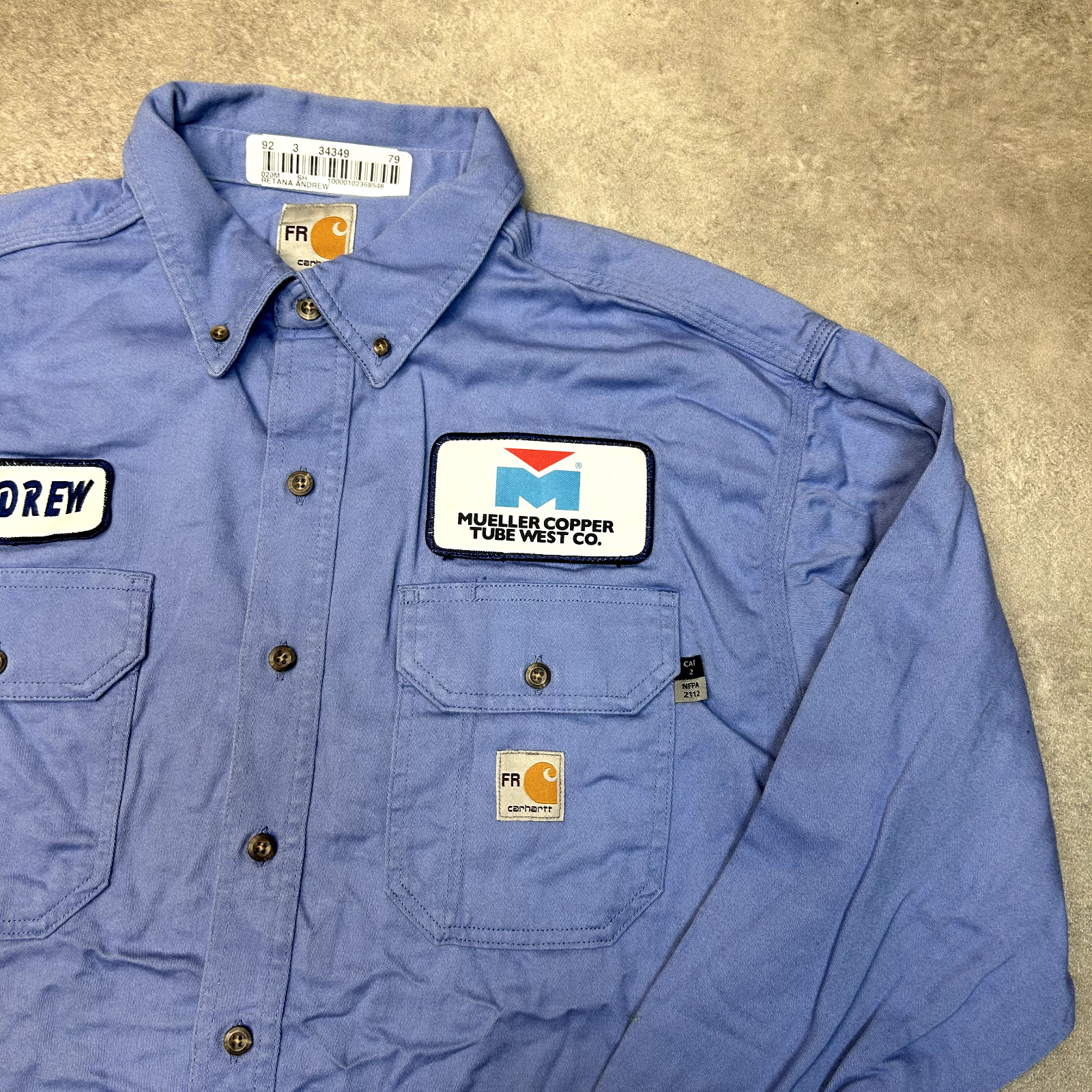Carhartt Shirt Mens Large Y2K Double Pocket Cotton Button Up Workwear Top, Blue image 4