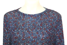les essentiels de MONOPRIX Top Womens XL NWT Blue 100% Linen Floral French