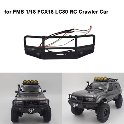 Nylon Front Bumper w/Led Lights for FMS 1/18 FCX18 LC80 RC Crawler Car Parts ADE