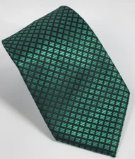 Hi-Tie Silk Tie Green Black Geometric Men Necktie 59 x 3.25