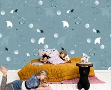 3D Cartoon Polar Bear K12860 Wallpaper Mural Self-adhesive Removable Sticker Kay