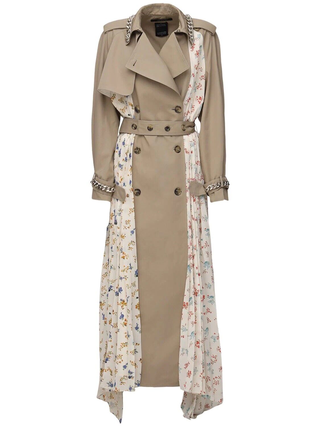 Rokh Pleated Floral Detail Trench Coat Sz FR36