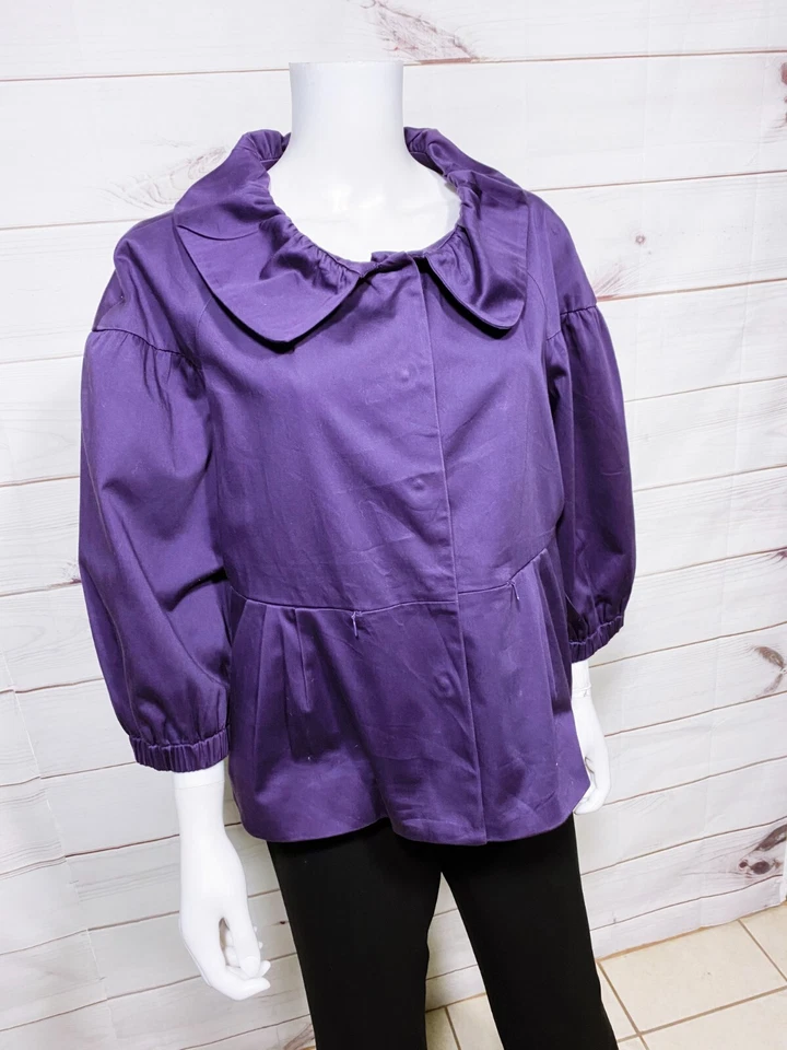 Chaqueta para mujer Elle talla XL púrpura con botones forrada bolsillos con cremallera manga 3/4 Foto 2 de 4