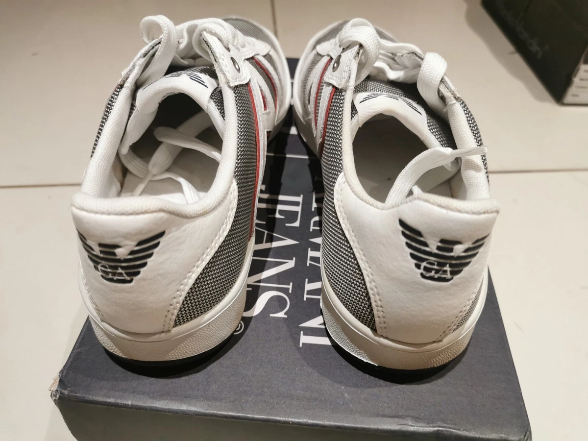 Mens white shop armani trainers