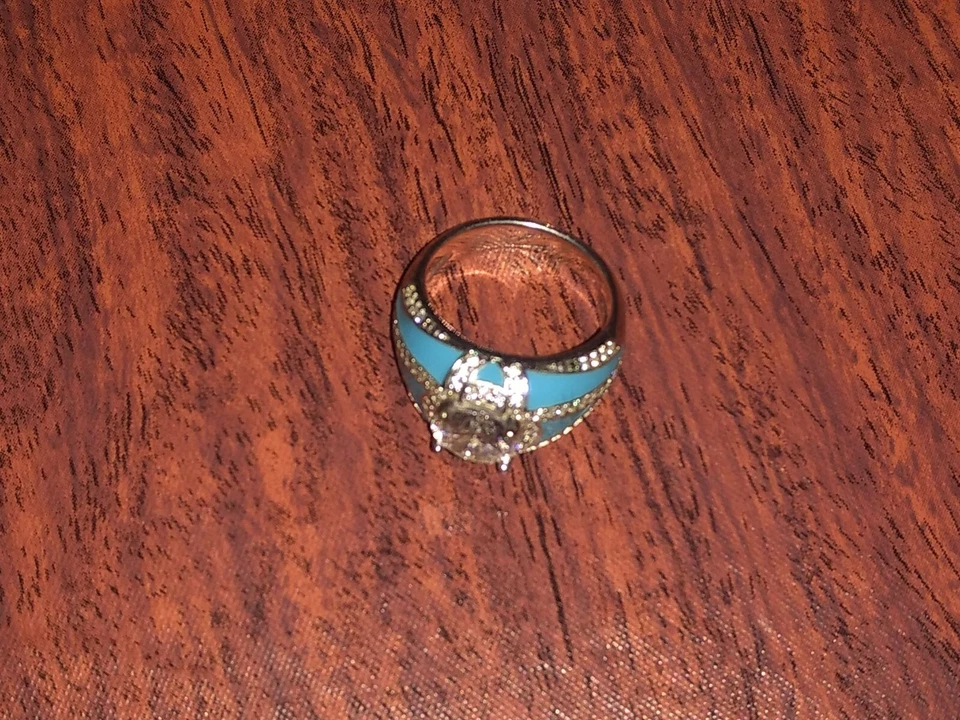 Anillo Jean Dousset Absoluto Turquesa Incrustación Talla 6 Foto 4 de 4