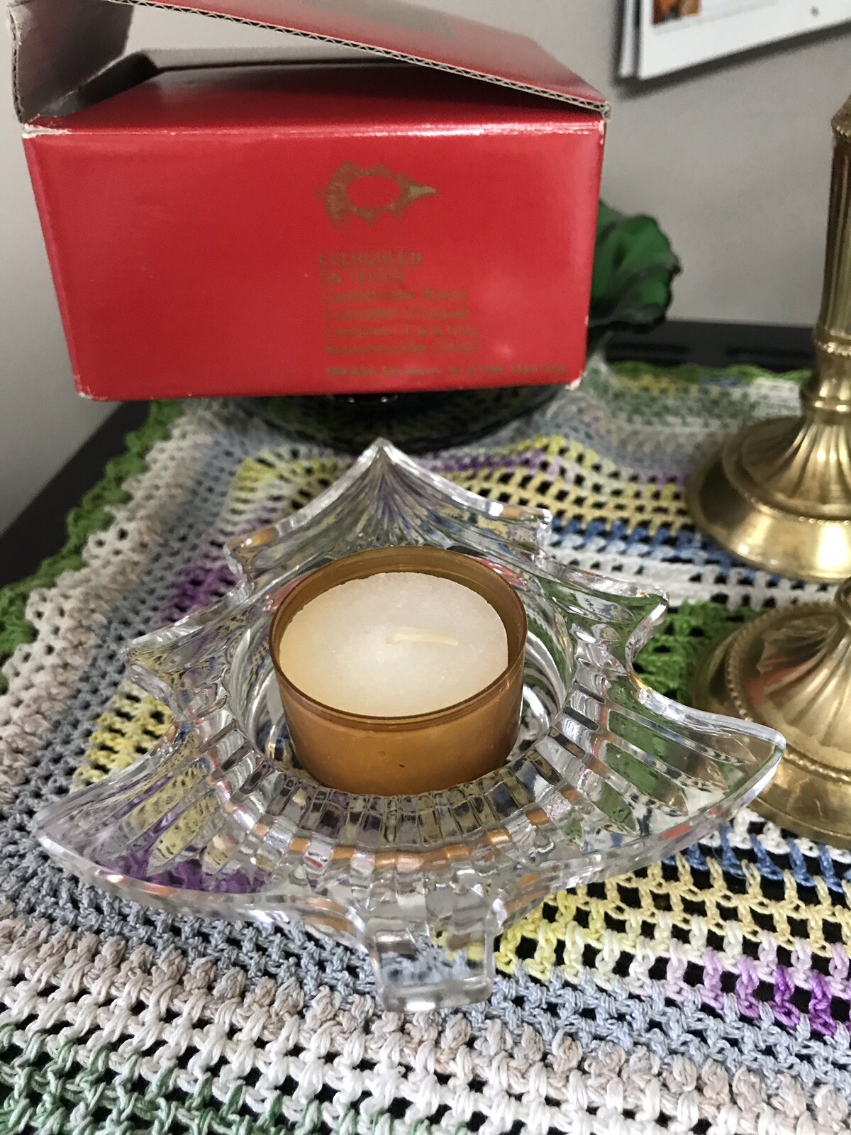 NIB Mikasa Crystal Christmas Tree Candle Holder Votive Or Tea Light 5"x4.5"x2" eBay