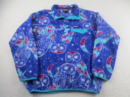 Patagonia Synchilla Snap-T Womens Sz Large Moon Owl Harvest Moon Blue *READ* - Picture 1 of 11