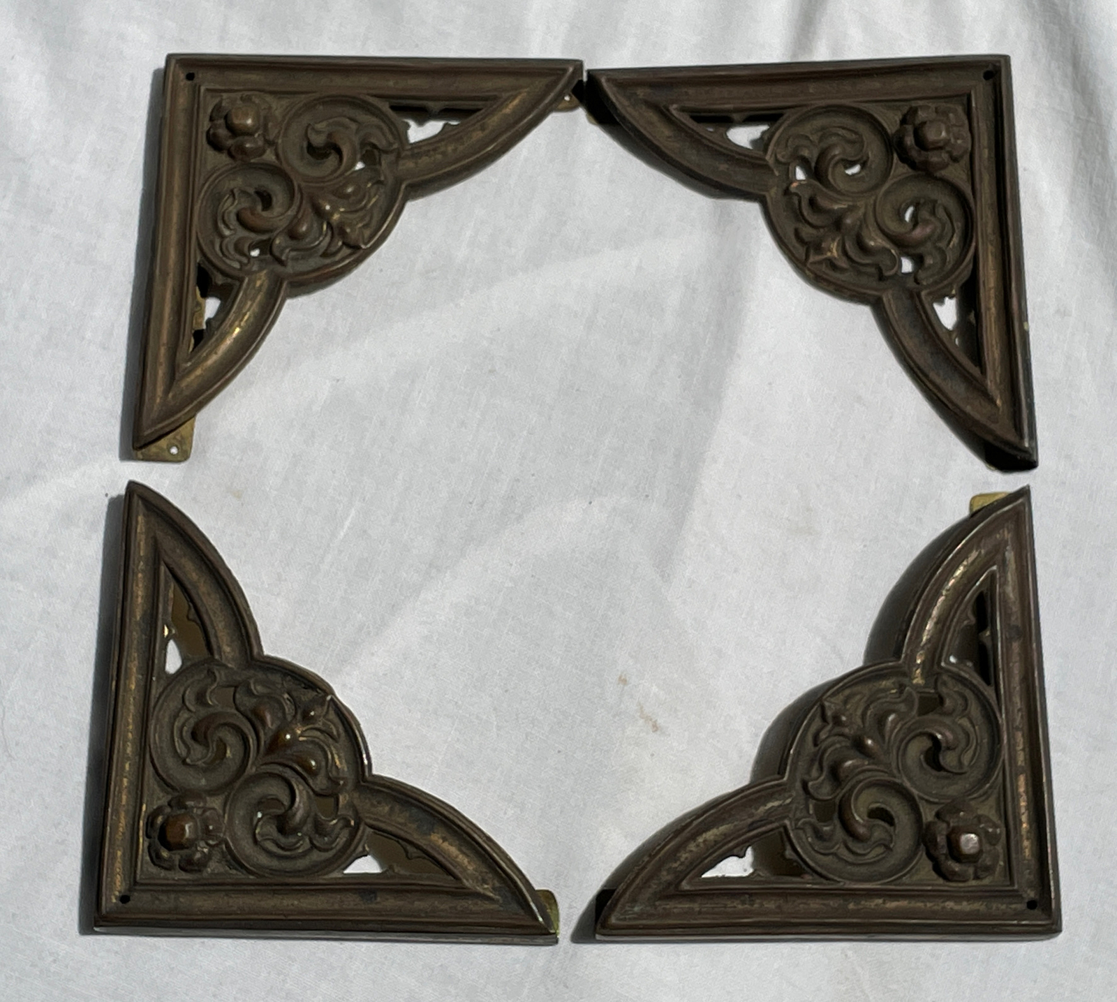 Victorian Fancy Brass Desk Blotter Corners Set eBay