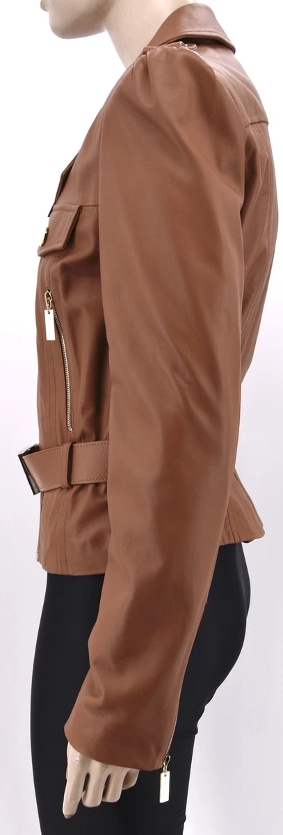 ELISABETTA FRANCHI WOMAN LEATHER JACKET CASUAL FREE TIME CODE GD