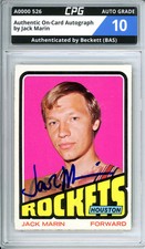 Authentic On-Card Autograph Signed by Jack Marin CPG Auto Grade 10