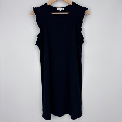 Anthropologie Sundry Ruffle Trim Sleeveless Cotton Jersey Mini Shift Dress Sz M