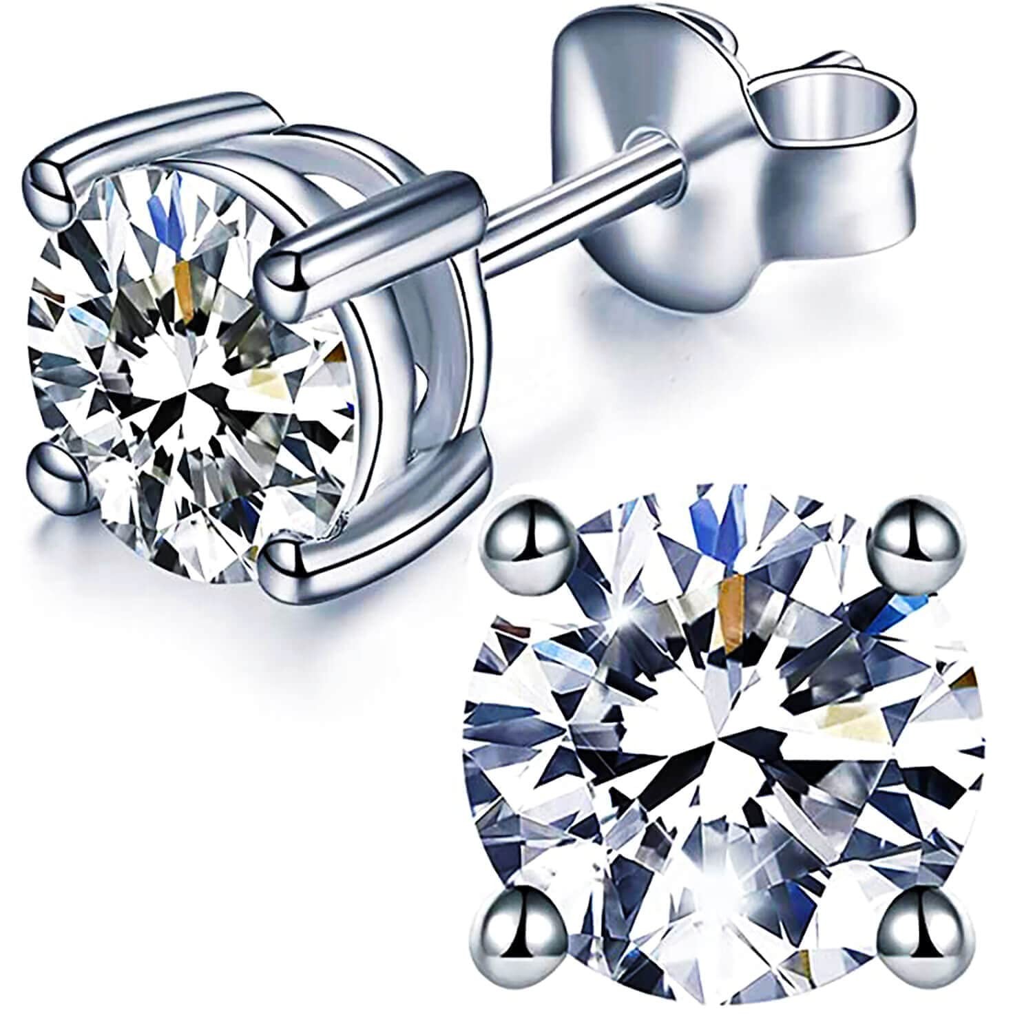 Moissanite Stud Earrings for Women in 925 Sterling Silver Hypoallergenic Flat Back-image