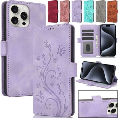 For iPhone 17 16 16e 15 14 13 12 11 Pro Max 8 7 Plus Leather Wallet Case Cover