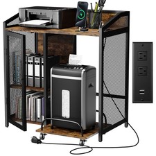 Printer Stand with Charging Station, Mobile Shredder Stand   3 Tier Latera