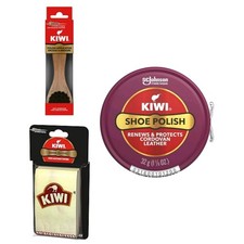 Kiwi Cordovan Shoe Polish Care Kit 1.13oz  Applicator Brush  2 Shine Cloths