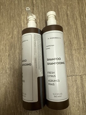 2 Bottles Korres Fresh Citrus Shampoo 12.2oz In Each Manufactured In Greece