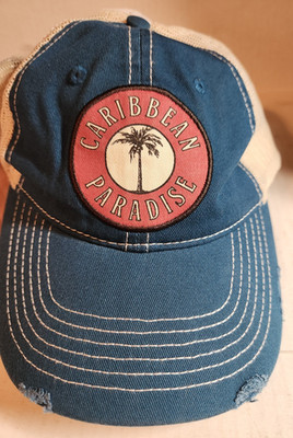 Caribbean Paradise Princess Cruise Line Blue Distressed Look Strap Back Hat New