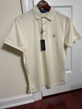 Brand New POLO RALPH LAUREN Men's Pale Cream Custom Slim Fit Polo Shirt Size S
