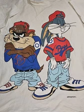 Vintage 90s Looney Tunes Bugs Taz Kriss Kross T-Shirt Sz XL Warner Bros